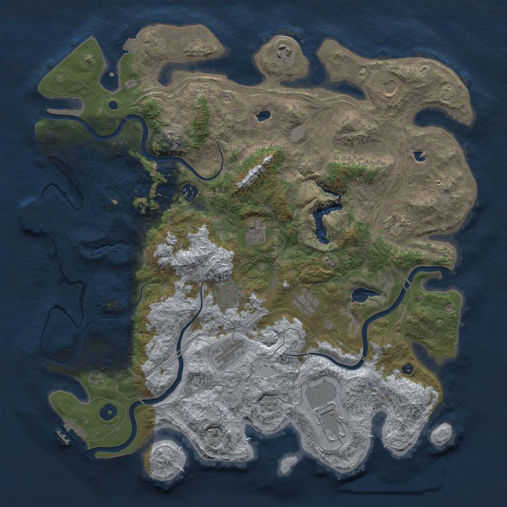 Rust Map: Procedural Map, Size: 4500, Seed: 1244705714, 16 Monuments