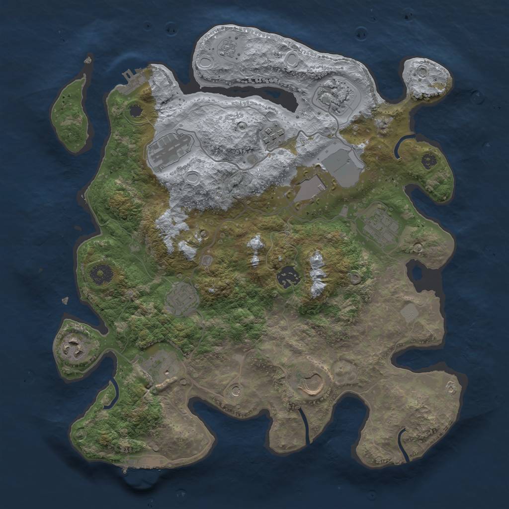 Rust Map: Procedural Map, Size: 3500, Seed: 1642110684, 19 Monuments