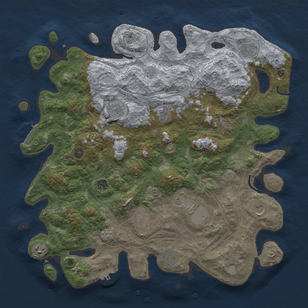 Rust Map: Procedural Map, Size: 4500, Seed: 156975214, 20 Monuments