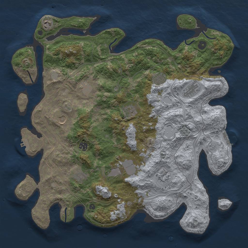 Rust Map: Procedural Map, Size: 4250, Seed: 1095995478, 20 Monuments