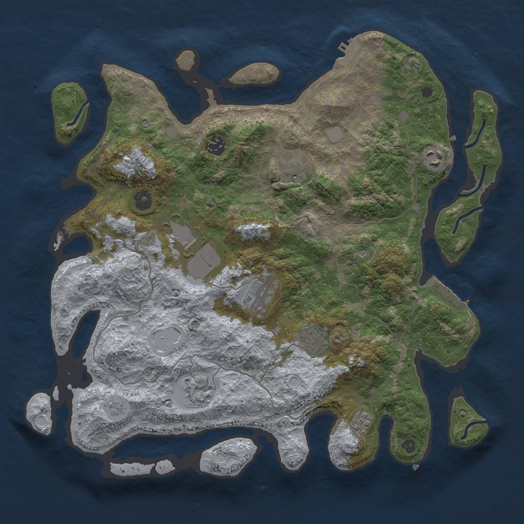 Rust Map: Procedural Map, Size: 4000, Seed: 65494, 17 Monuments