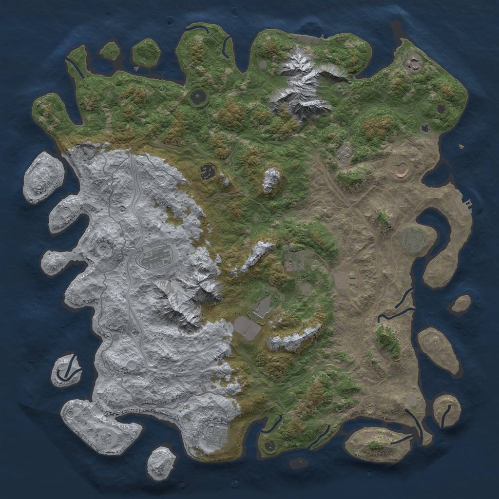 Rust Map: Procedural Map, Size: 5000, Seed: 73384, 19 Monuments
