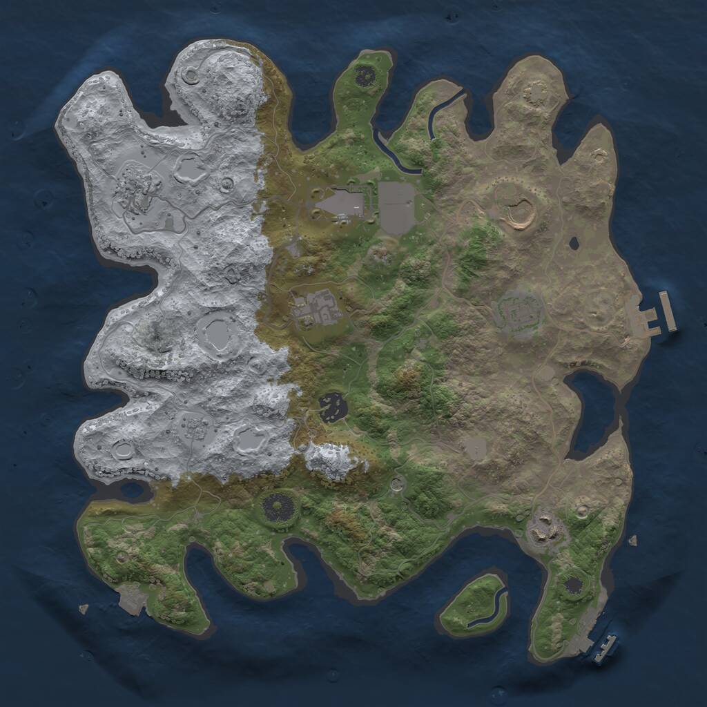 Rust Map: Procedural Map, Size: 3500, Seed: 534218597, 13 Monuments