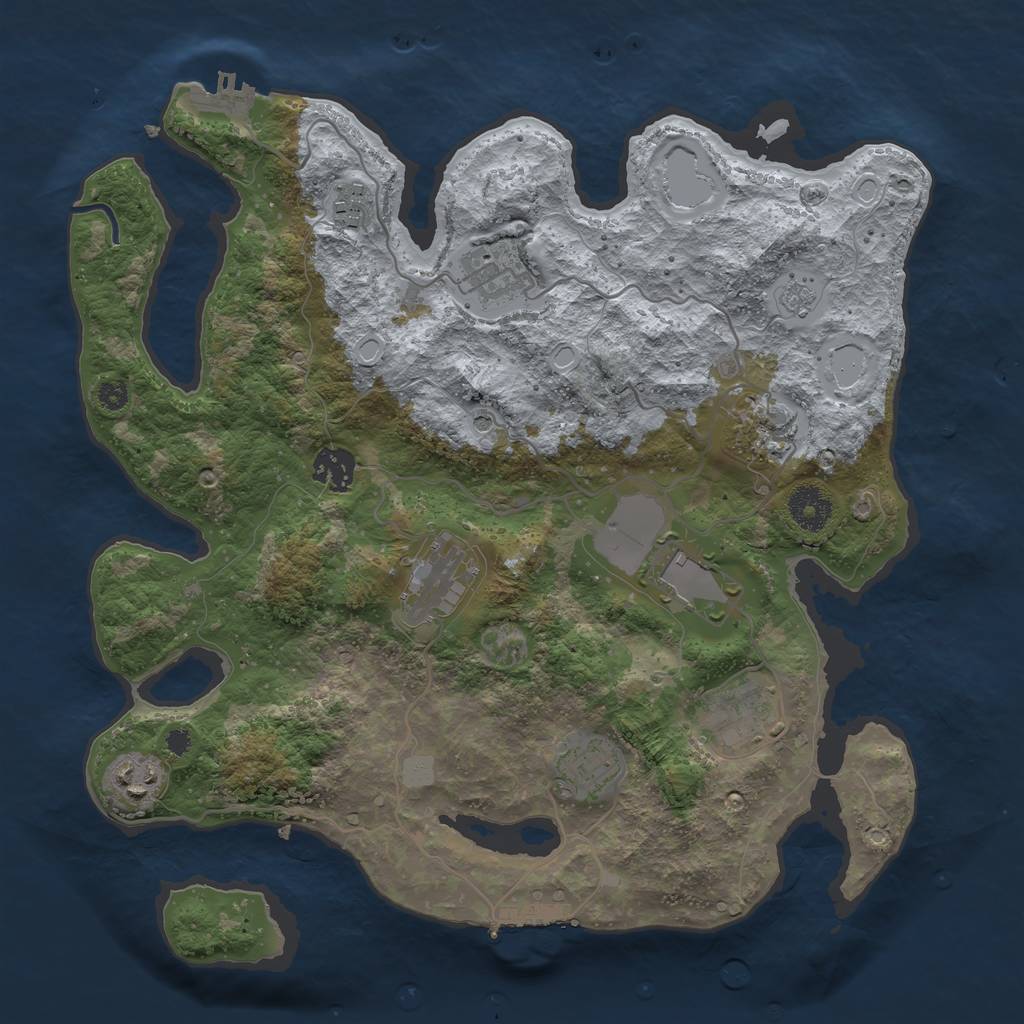 Rust Map: Procedural Map, Size: 3500, Seed: 1313568699, 18 Monuments