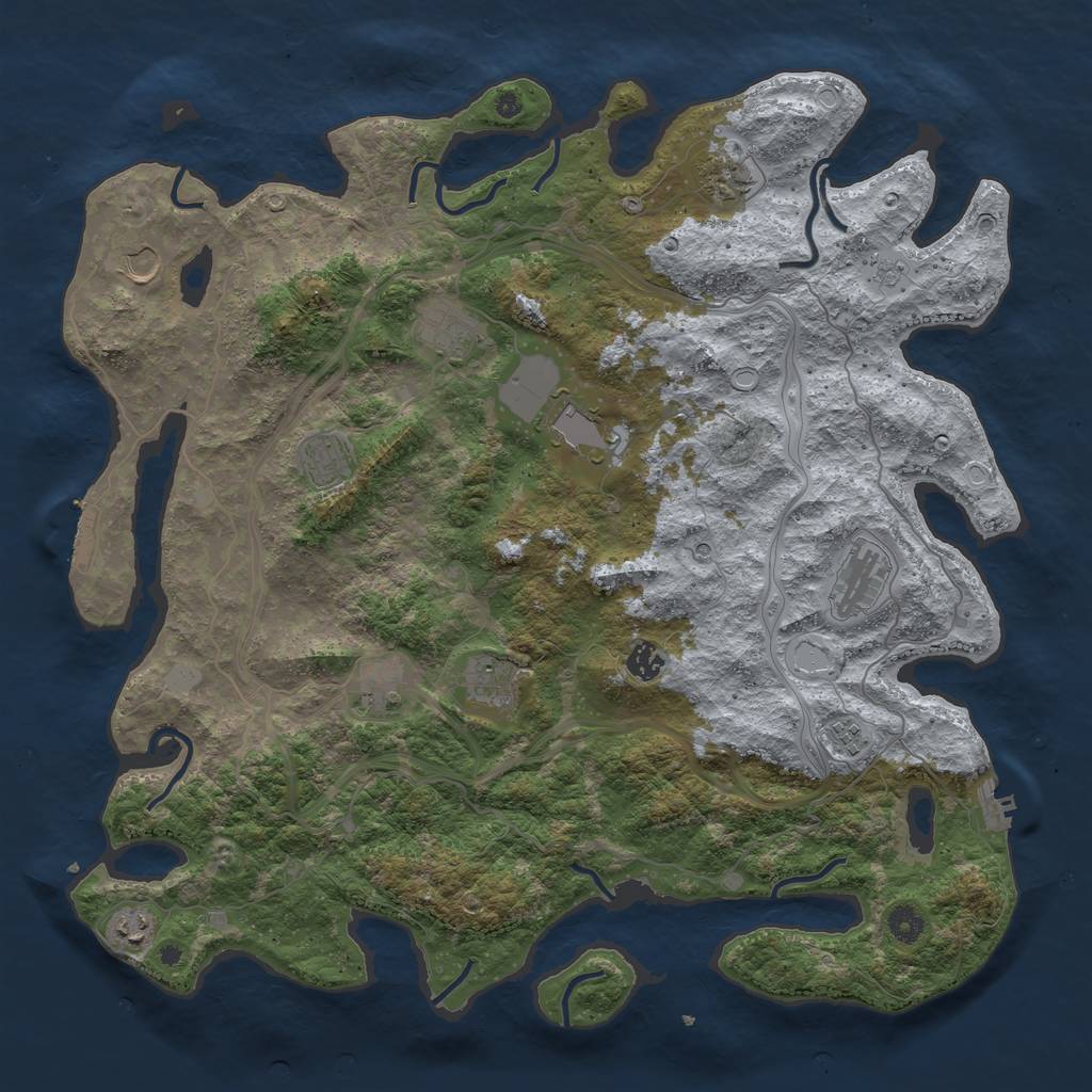 Rust Map: Procedural Map, Size: 4500, Seed: 610570387, 20 Monuments