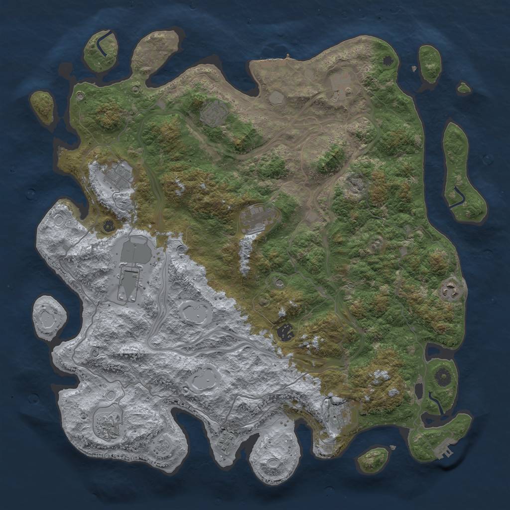 Rust Map: Procedural Map, Size: 4500, Seed: 264521063, 19 Monuments