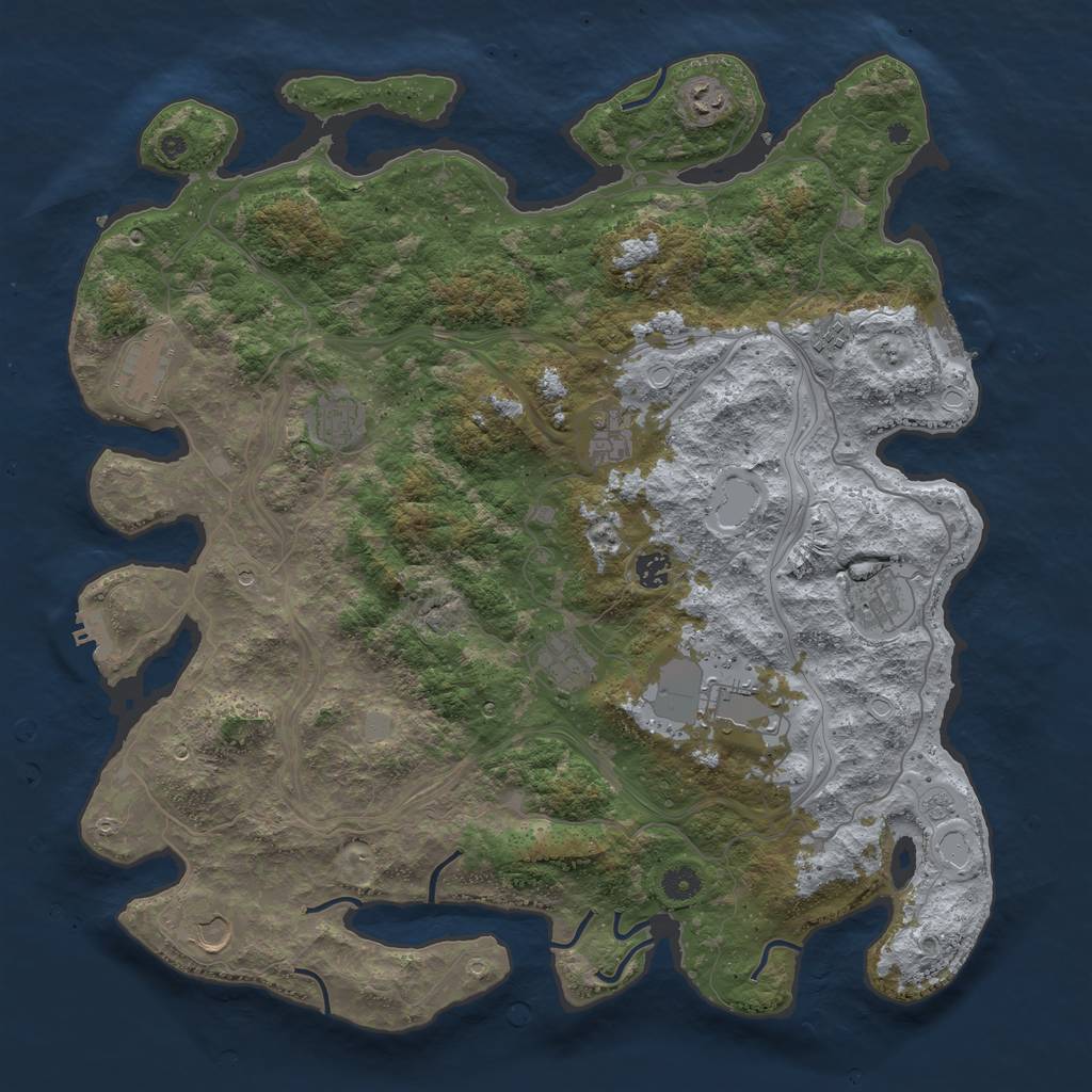 Rust Map: Procedural Map, Size: 4500, Seed: 414417867, 19 Monuments