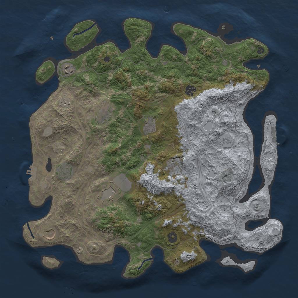 Rust Map: Procedural Map, Size: 4250, Seed: 454089277, 18 Monuments