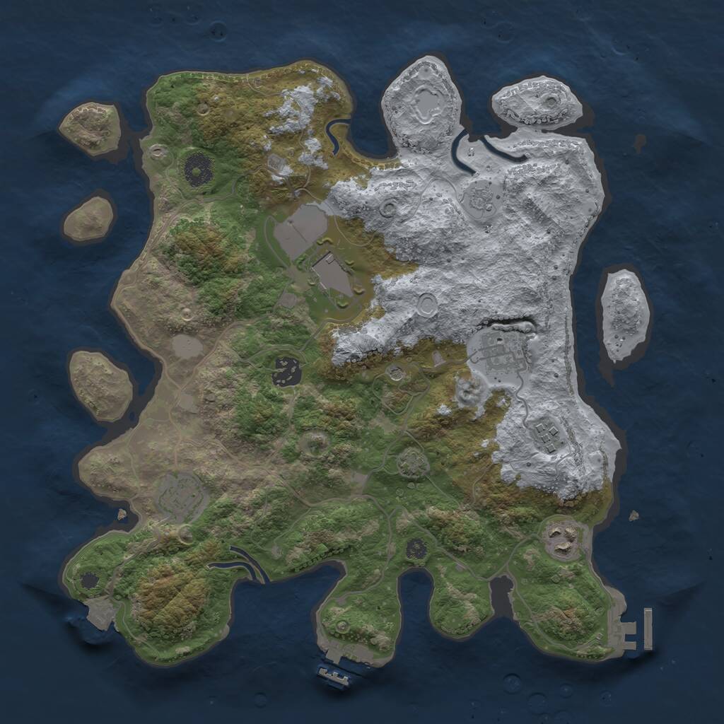 Rust Map: Procedural Map, Size: 3500, Seed: 25332173, 12 Monuments