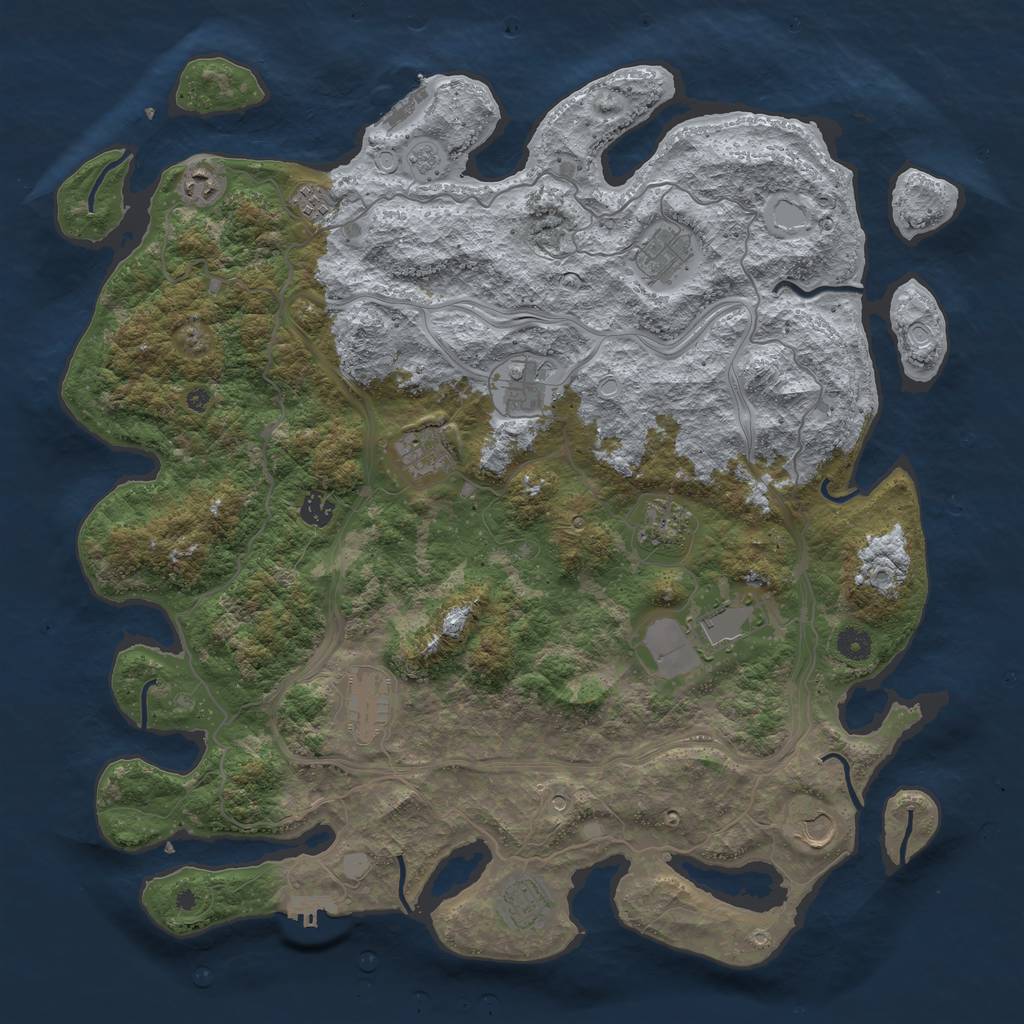 Rust Map: Procedural Map, Size: 4500, Seed: 200547226, 20 Monuments