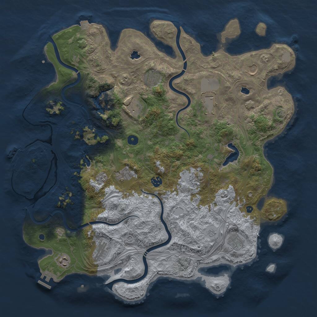 Rust Map: Procedural Map, Size: 4500, Seed: 69217895, 17 Monuments