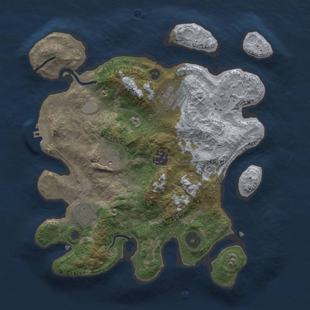 Rust Map: Procedural Map, Size: 3000, Seed: 743036701, 12 Monuments