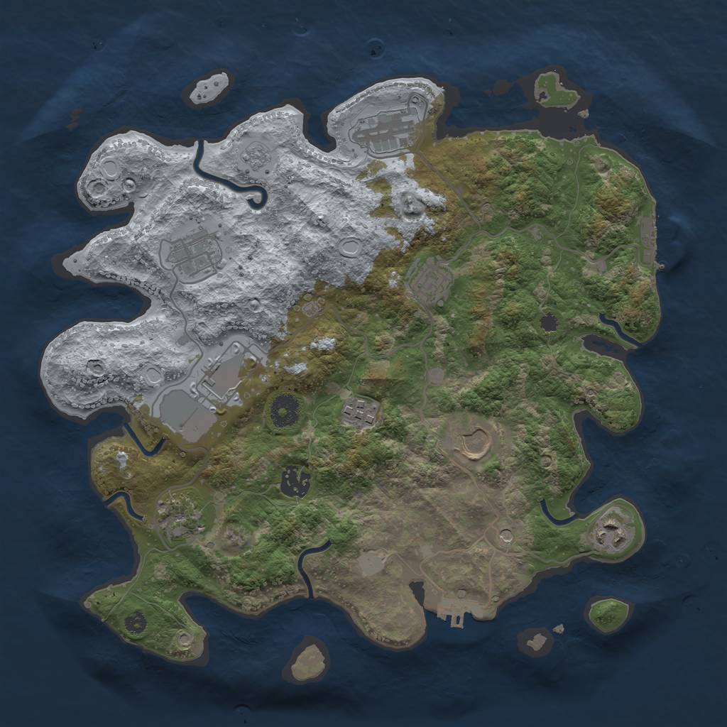 Rust Map: Procedural Map, Size: 3500, Seed: 538904196, 18 Monuments