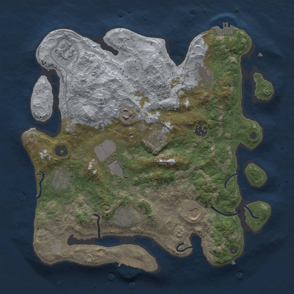 Rust Map: Procedural Map, Size: 3500, Seed: 273072136, 19 Monuments