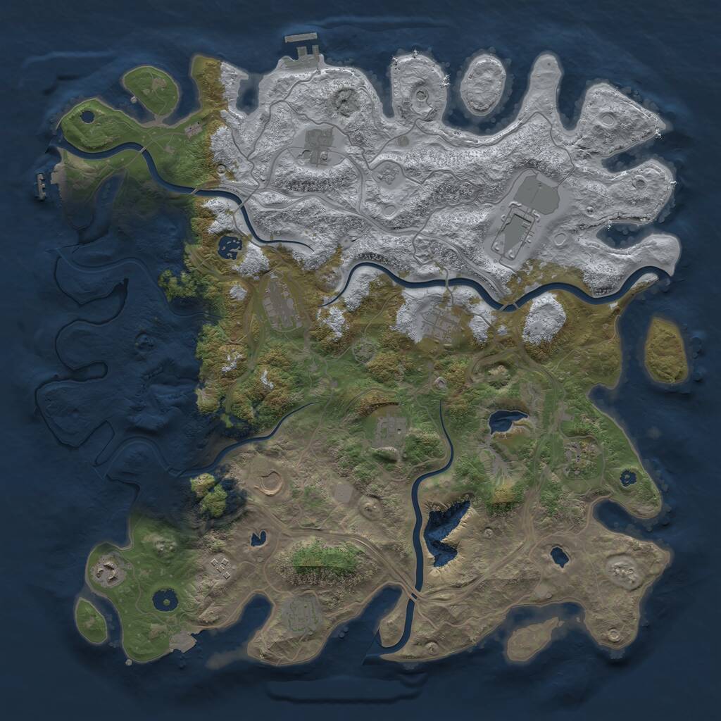 Rust Map: Procedural Map, Size: 4500, Seed: 266853698, 17 Monuments