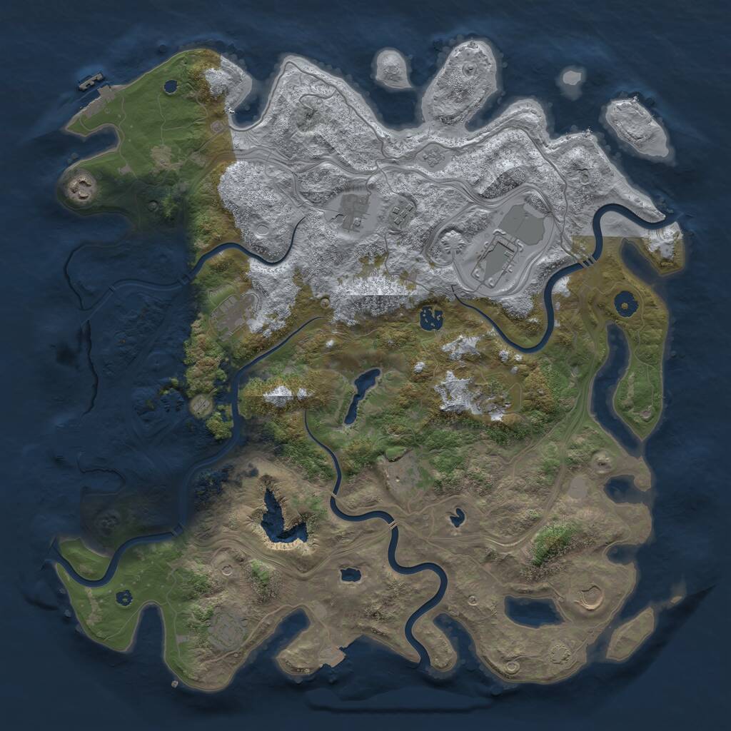 Rust Map: Procedural Map, Size: 4500, Seed: 1356900026, 16 Monuments