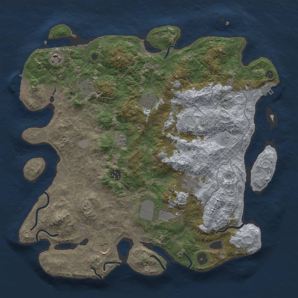 Rust Map: Procedural Map, Size: 4000, Seed: 222023, 17 Monuments