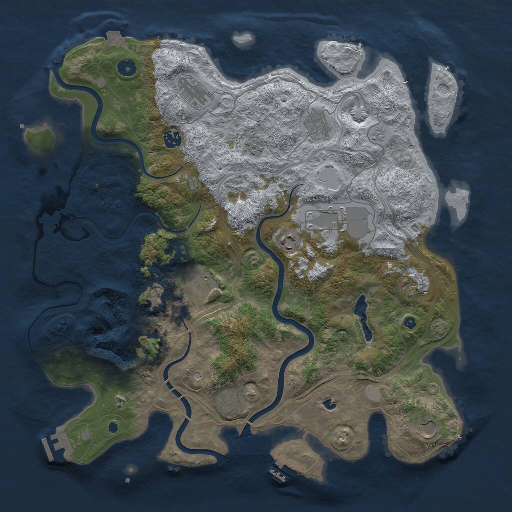 Rust Map: Procedural Map, Size: 4301, Seed: 45751266, 16 Monuments