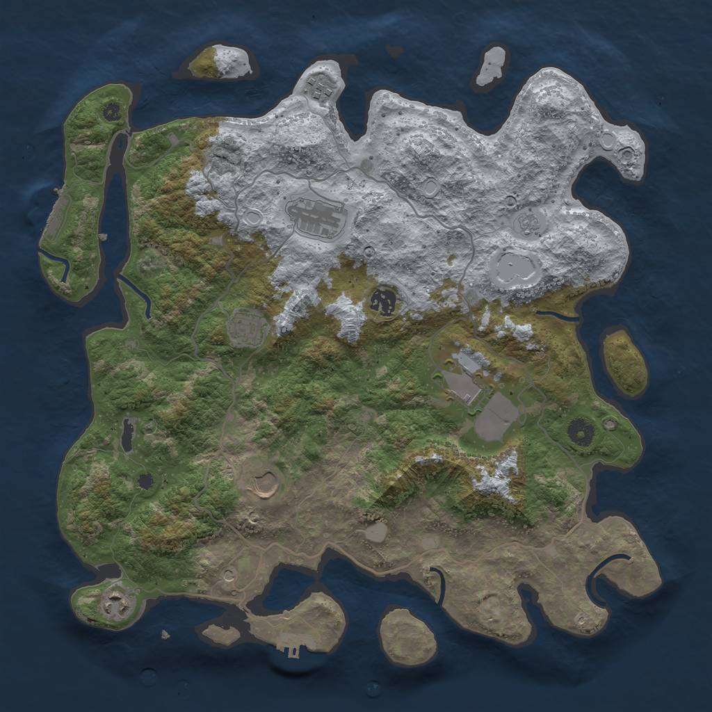Rust Map: Procedural Map, Size: 4000, Seed: 1236516731, 16 Monuments