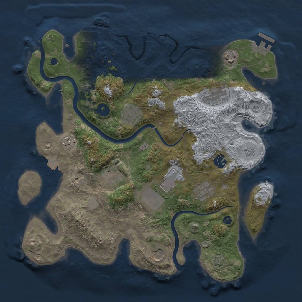 Rust Map: Procedural Map, Size: 3500, Seed: 105006238, 15 Monuments