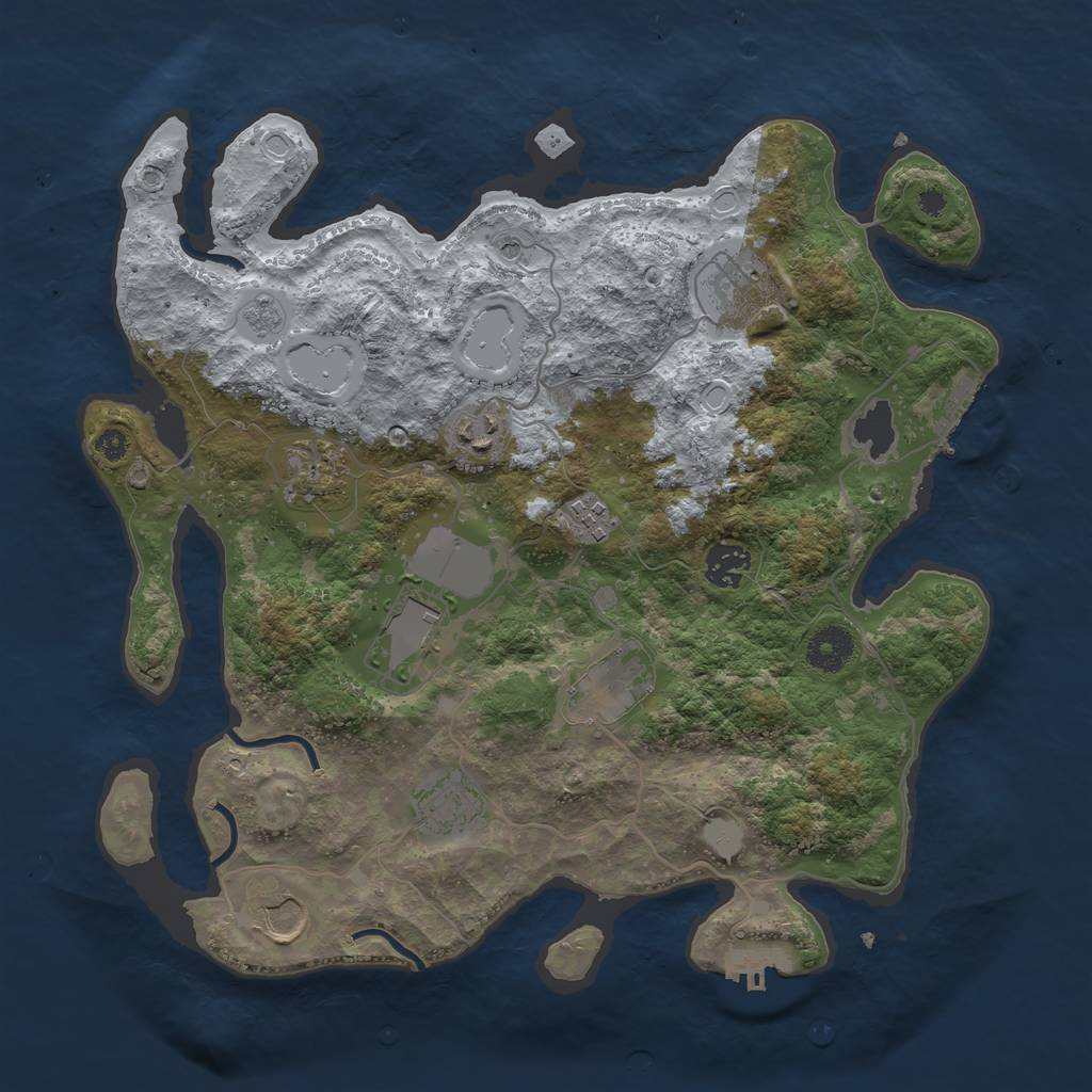 Rust Map: Procedural Map, Size: 3600, Seed: 968465182, 18 Monuments