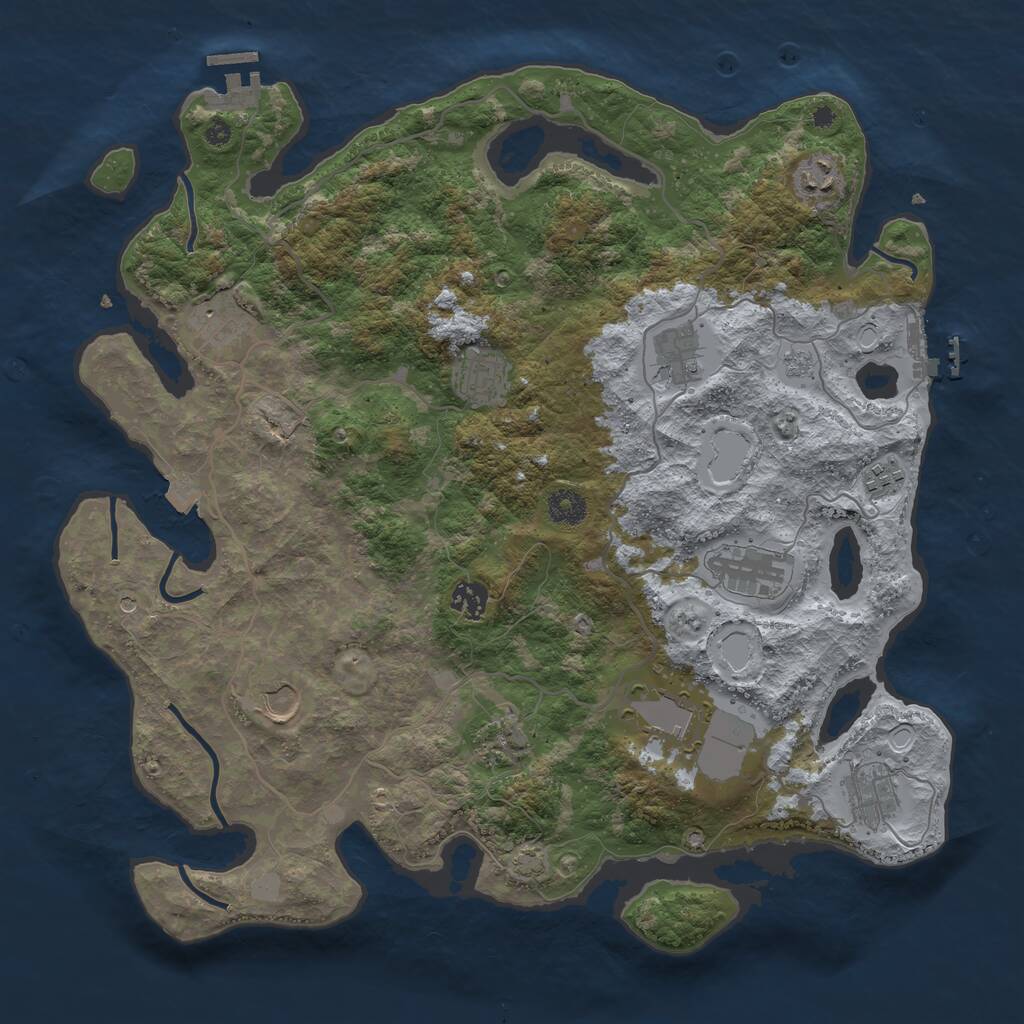 Rust Map: Procedural Map, Size: 4000, Seed: 1186850120, 17 Monuments
