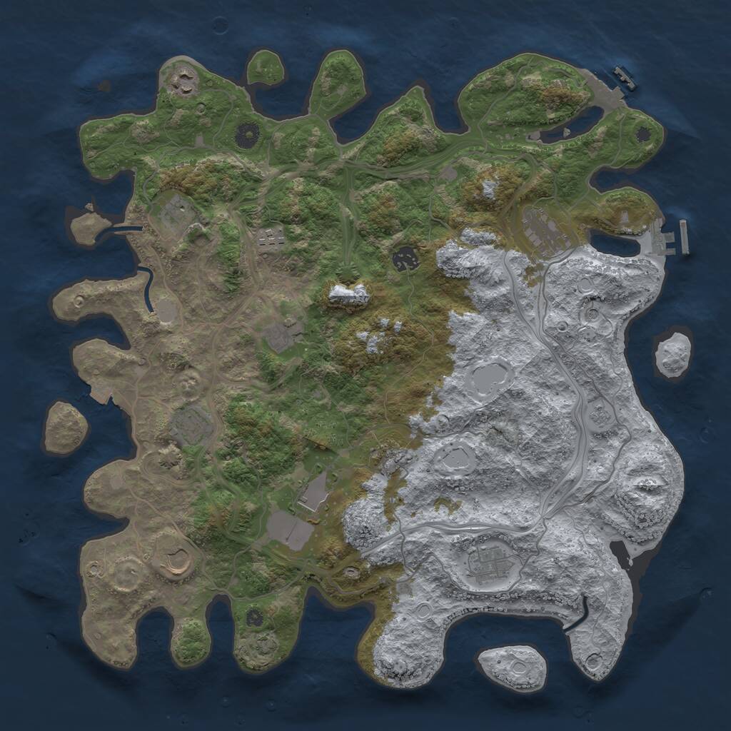 Rust Map: Procedural Map, Size: 4300, Seed: 154938875, 17 Monuments