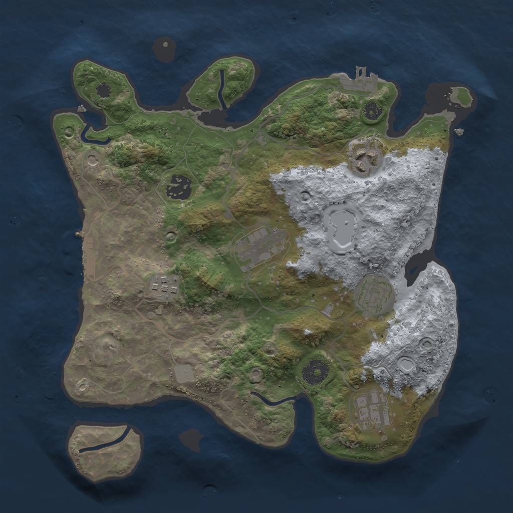 Rust Map: Procedural Map, Size: 3000, Seed: 184663541, 14 Monuments