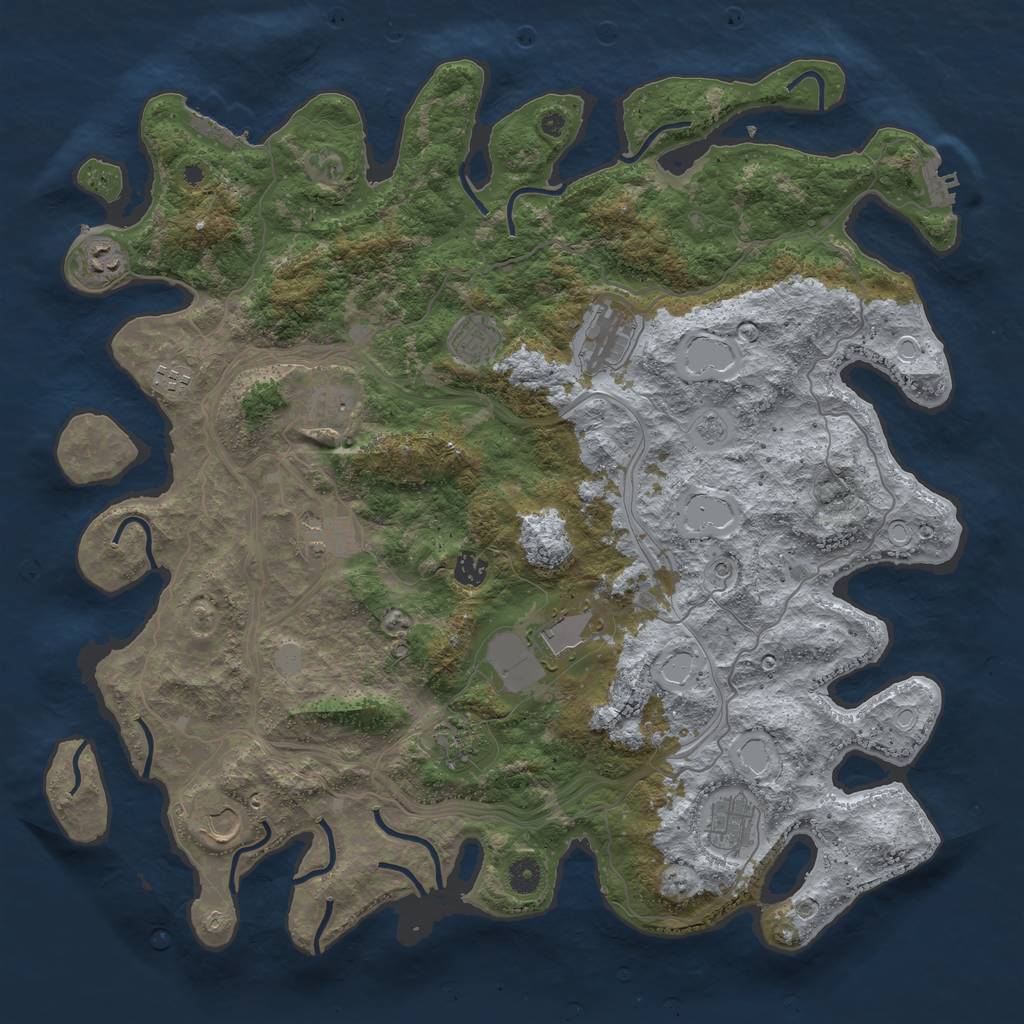 Rust Map: Procedural Map, Size: 4500, Seed: 812010245, 20 Monuments