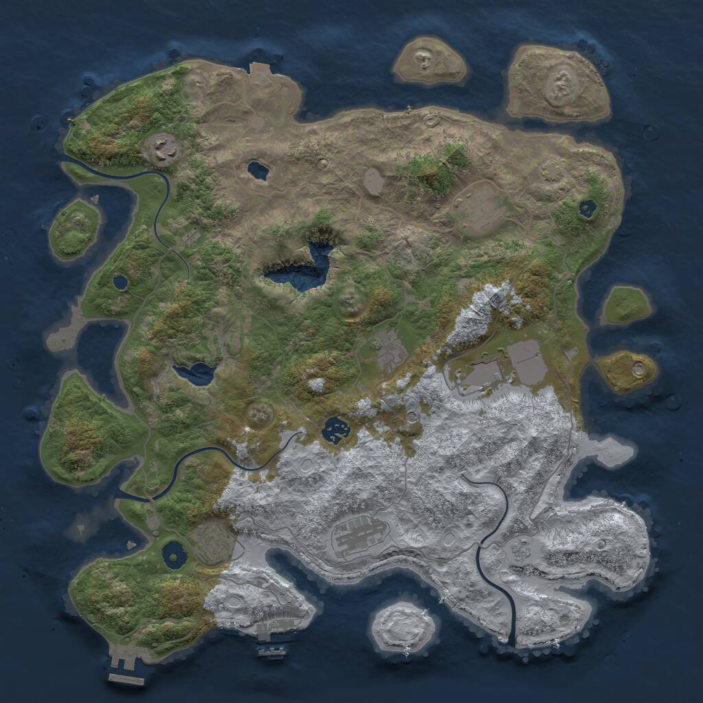 Rust Map: Procedural Map, Size: 4050, Seed: 1834861199, 13 Monuments