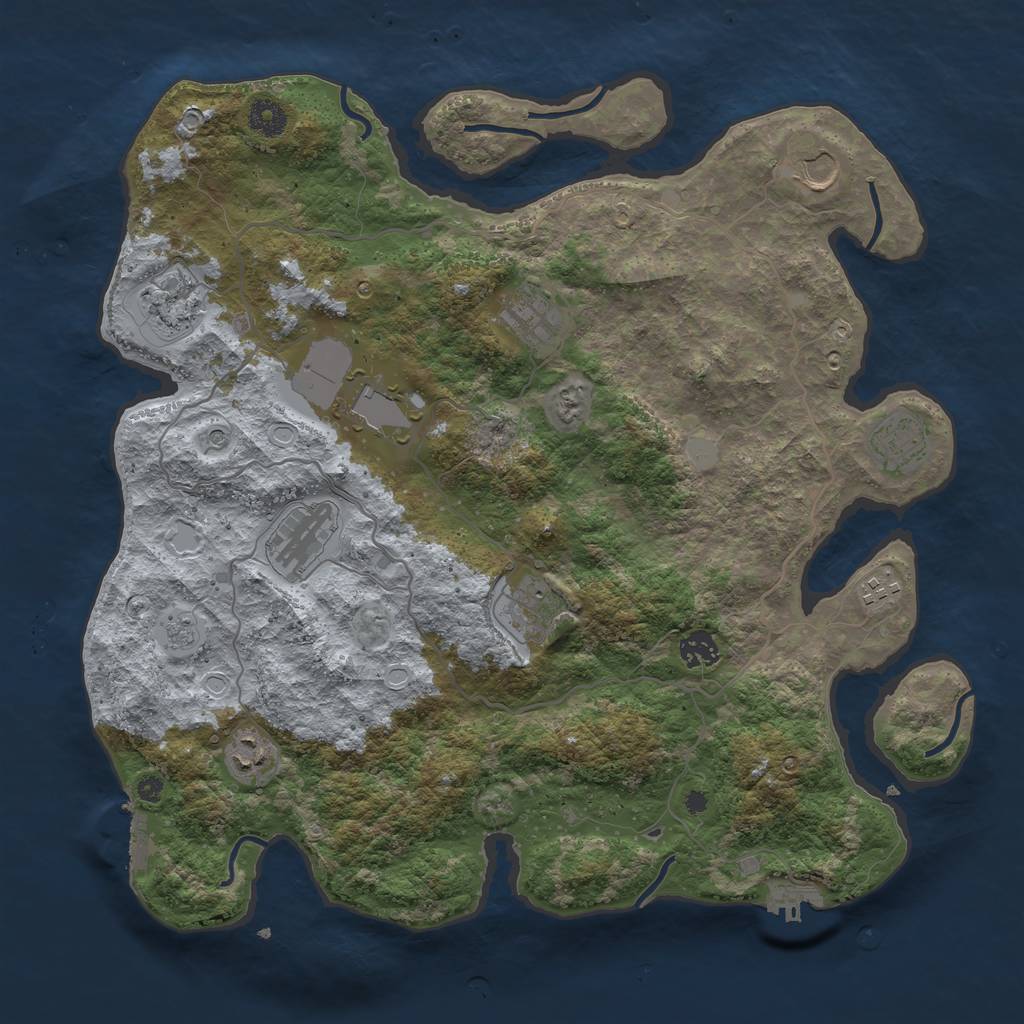 Rust Map: Procedural Map, Size: 4000, Seed: 629755071, 19 Monuments