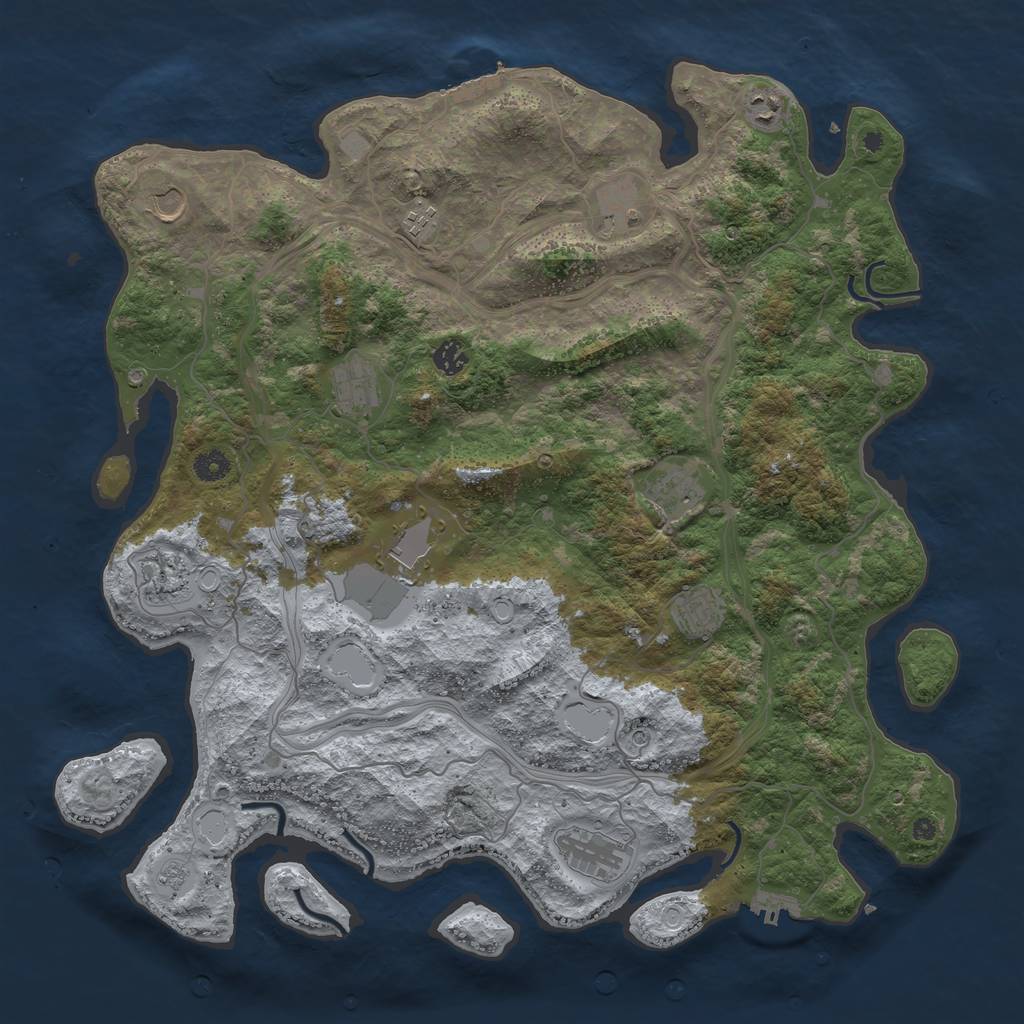 Rust Map: Procedural Map, Size: 4500, Seed: 713120169, 20 Monuments