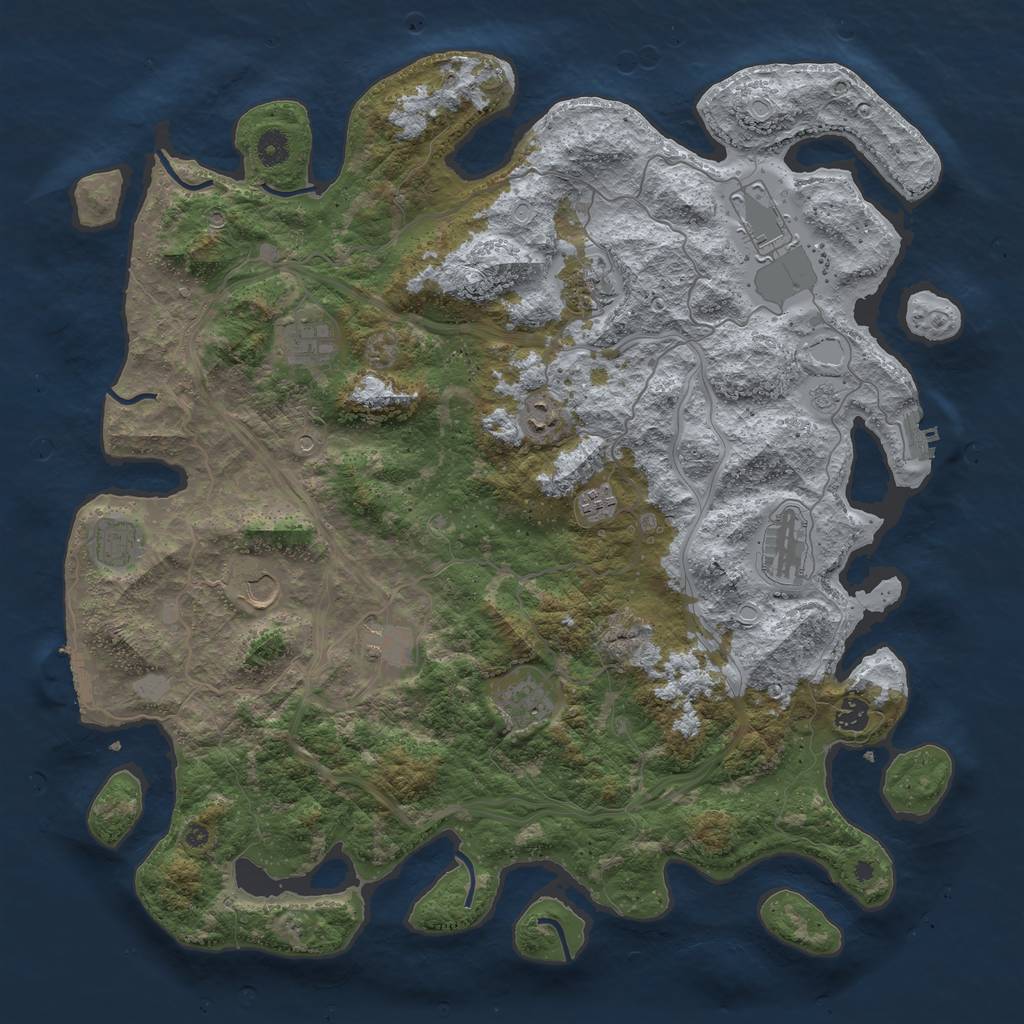 Rust Map: Procedural Map, Size: 4500, Seed: 857098601, 20 Monuments