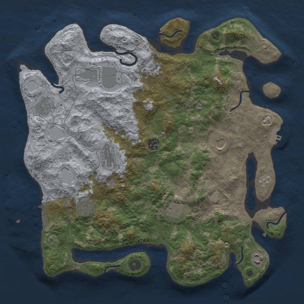 Rust Map: Procedural Map, Size: 3900, Seed: 12345687, 19 Monuments