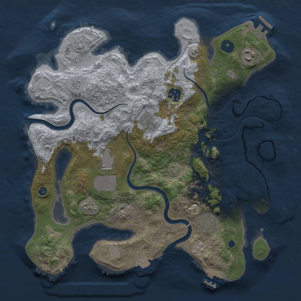 Rust Map: Procedural Map, Size: 3500, Seed: 454958, 12 Monuments