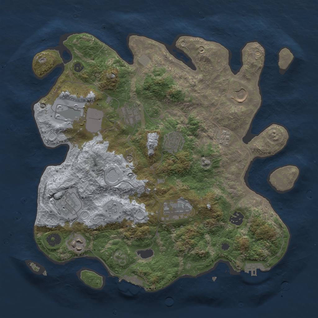 Rust Map: Procedural Map, Size: 3500, Seed: 1054825310, 18 Monuments