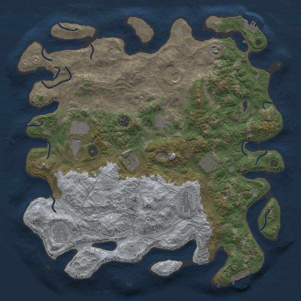 Rust Map: Procedural Map, Size: 4250, Seed: 2334922, 17 Monuments