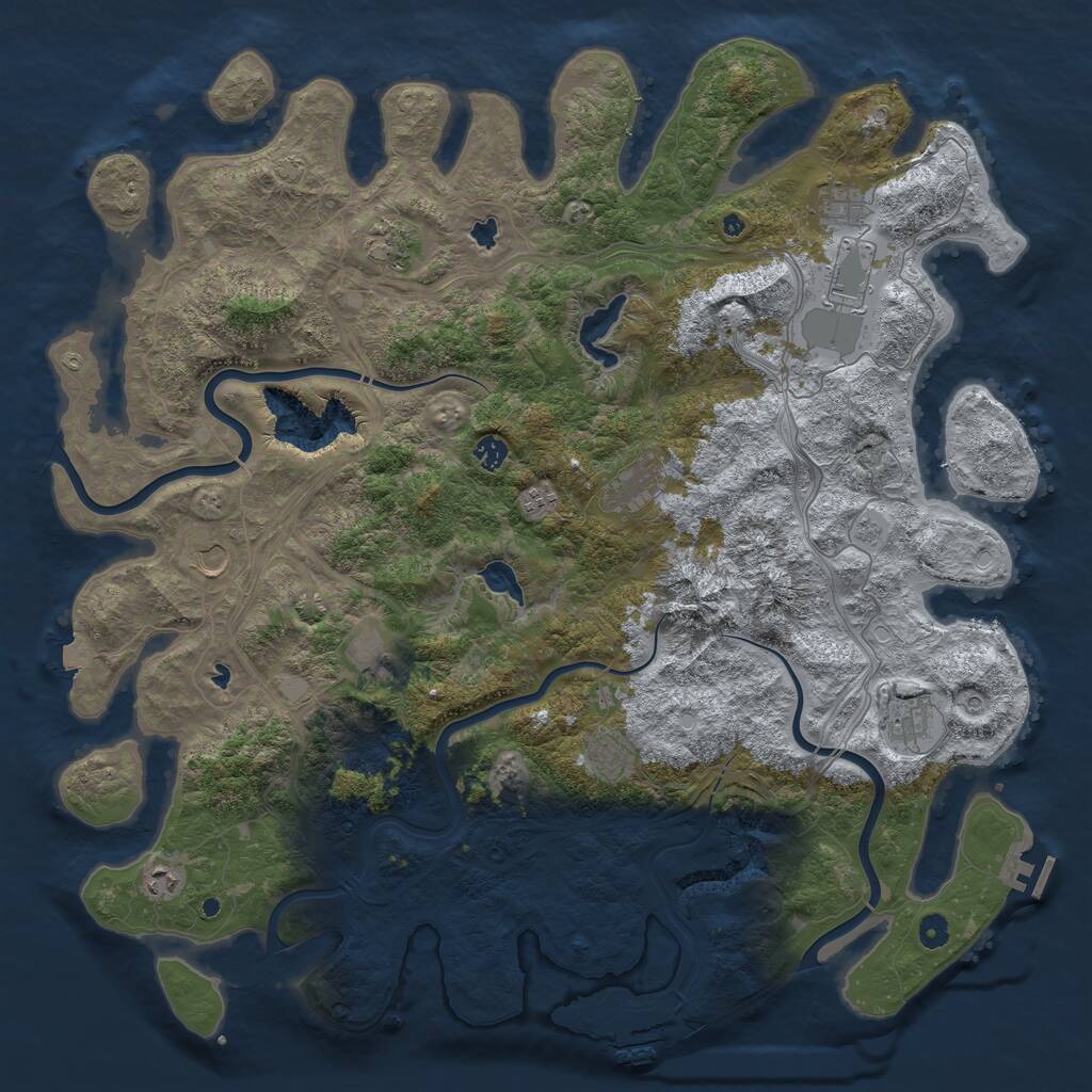 Rust Map: Procedural Map, Size: 5000, Seed: 555545555, 17 Monuments