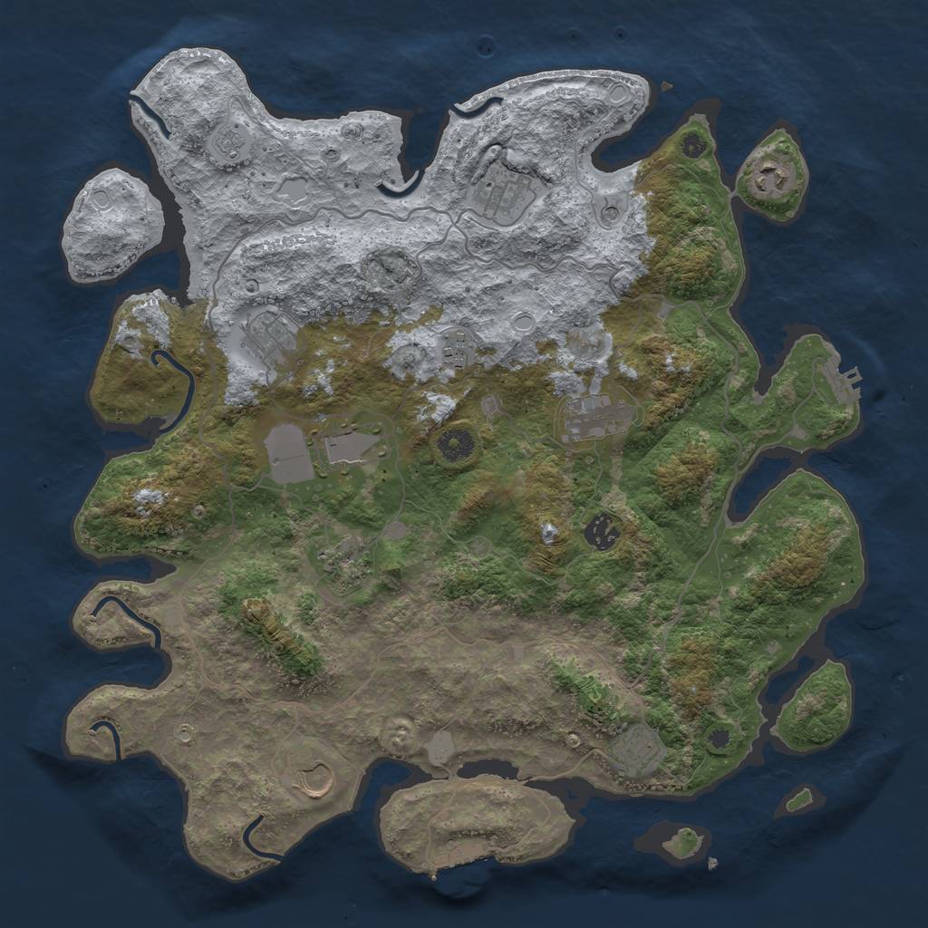 Rust Map: Procedural Map, Size: 4050, Seed: 1469993975, 19 Monuments