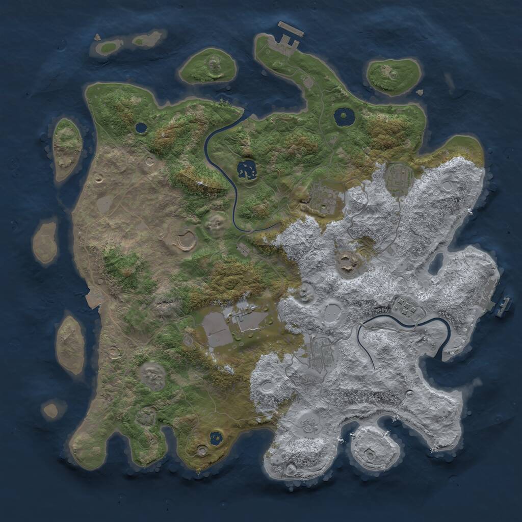 Rust Map: Procedural Map, Size: 3900, Seed: 4160585, 14 Monuments