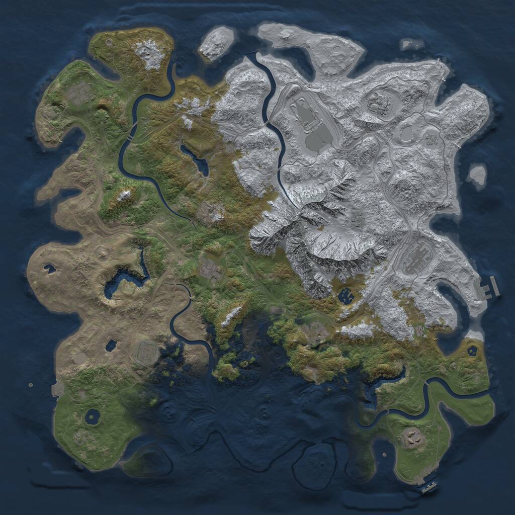 Rust Map: Procedural Map, Size: 5000, Seed: 54464568, 16 Monuments
