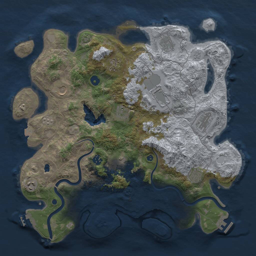 Rust Map: Procedural Map, Size: 4000, Seed: 743976191, 17 Monuments