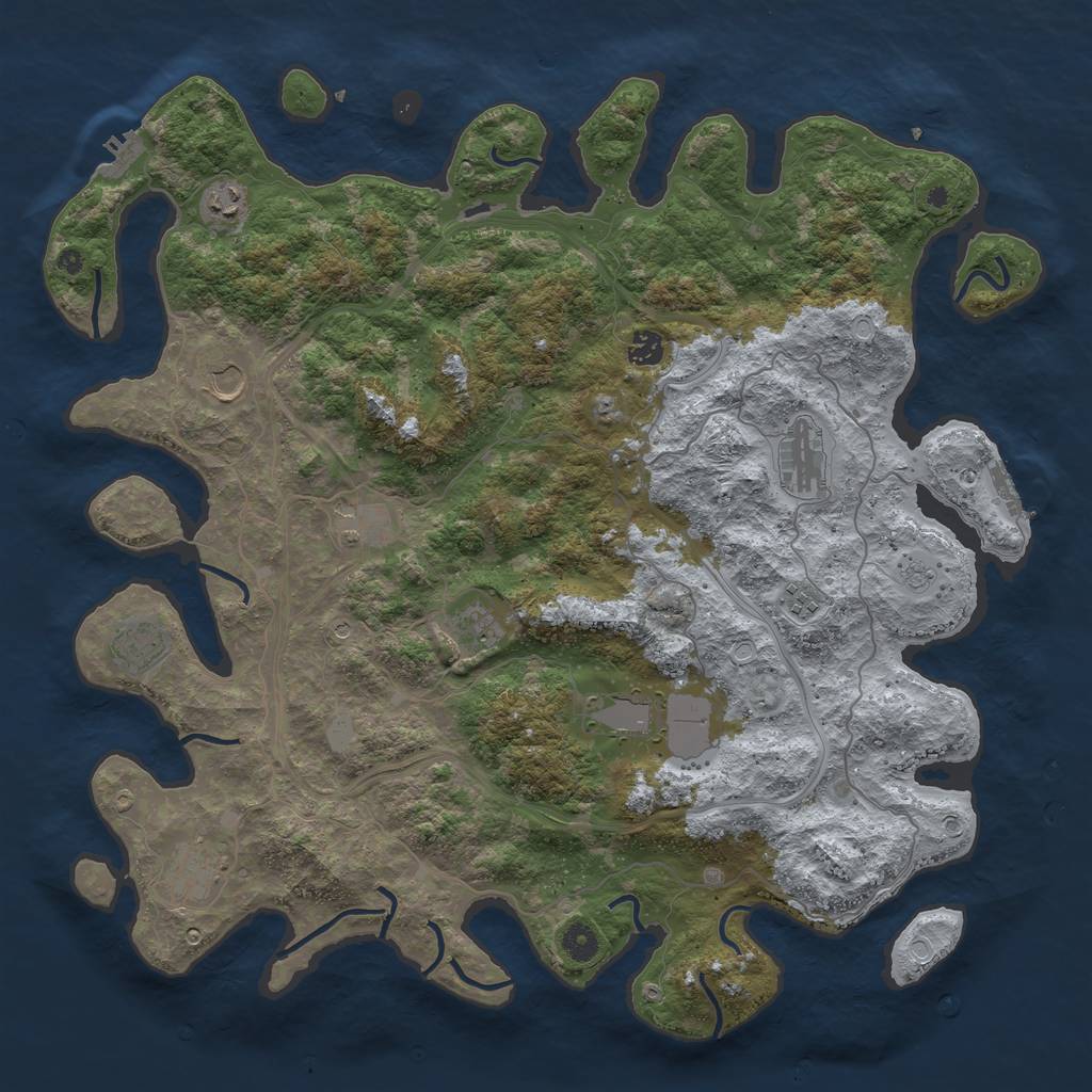 Rust Map: Procedural Map, Size: 4500, Seed: 347463586, 19 Monuments