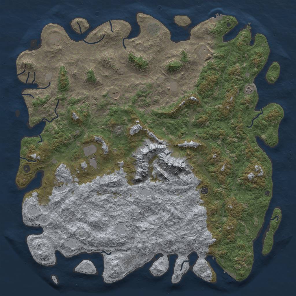 Rust Map: Procedural Map, Size: 6000, Seed: 372439874, 20 Monuments