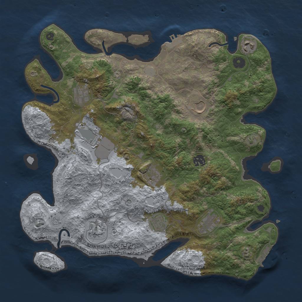 Rust Map: Procedural Map, Size: 3750, Seed: 162440298, 16 Monuments