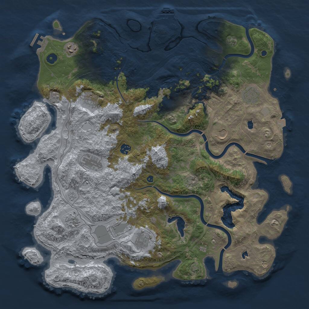 Rust Map: Procedural Map, Size: 4500, Seed: 722650, 16 Monuments