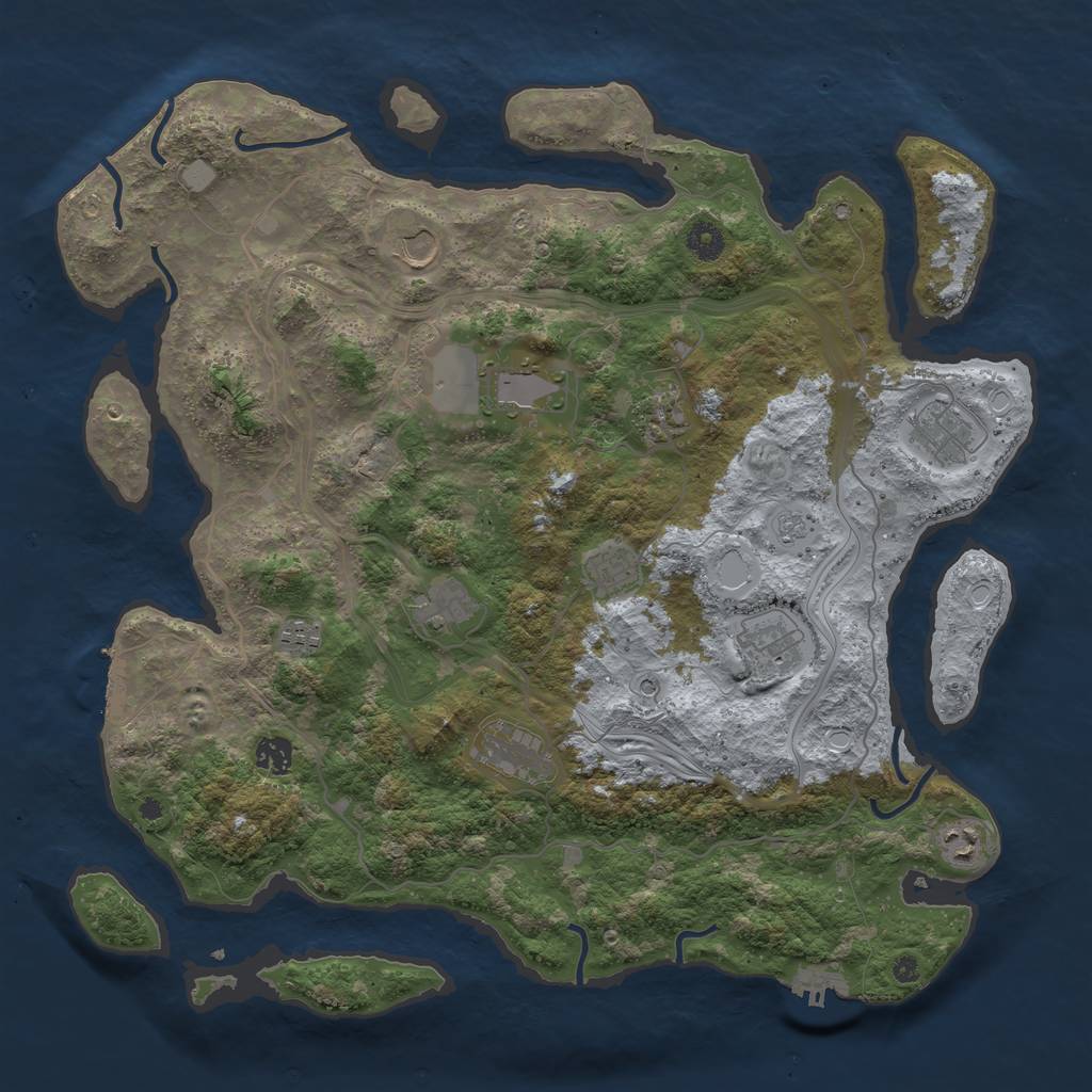 Rust Map: Procedural Map, Size: 4250, Seed: 2071271238, 20 Monuments