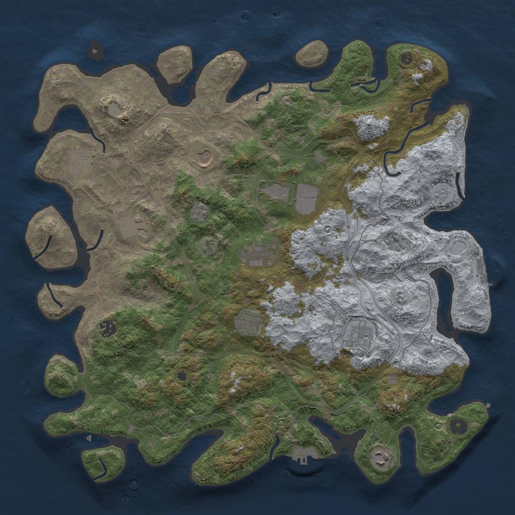 Rust Map: Procedural Map, Size: 4500, Seed: 448025085, 19 Monuments