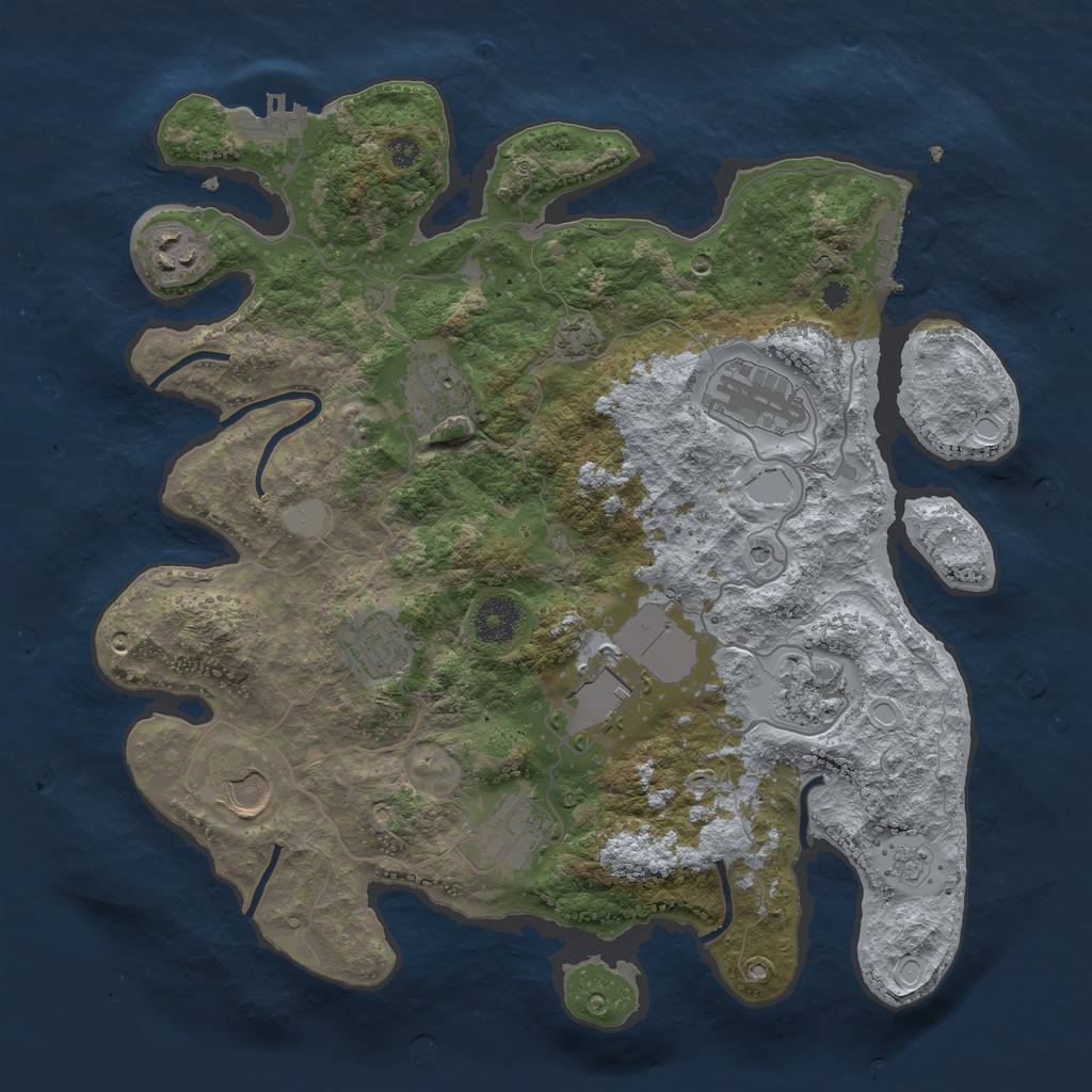 Rust Map: Procedural Map, Size: 3500, Seed: 119817173, 16 Monuments