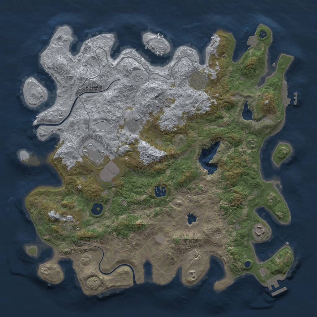 Rust Map: Procedural Map, Size: 4000, Seed: 2055576005, 13 Monuments